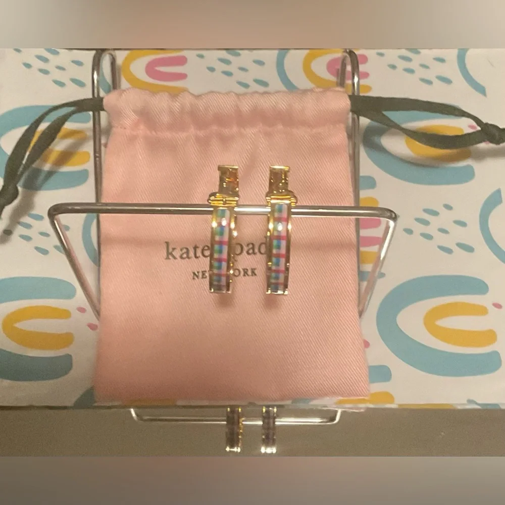 Kate Spade New York Gold plaid hoop earrings